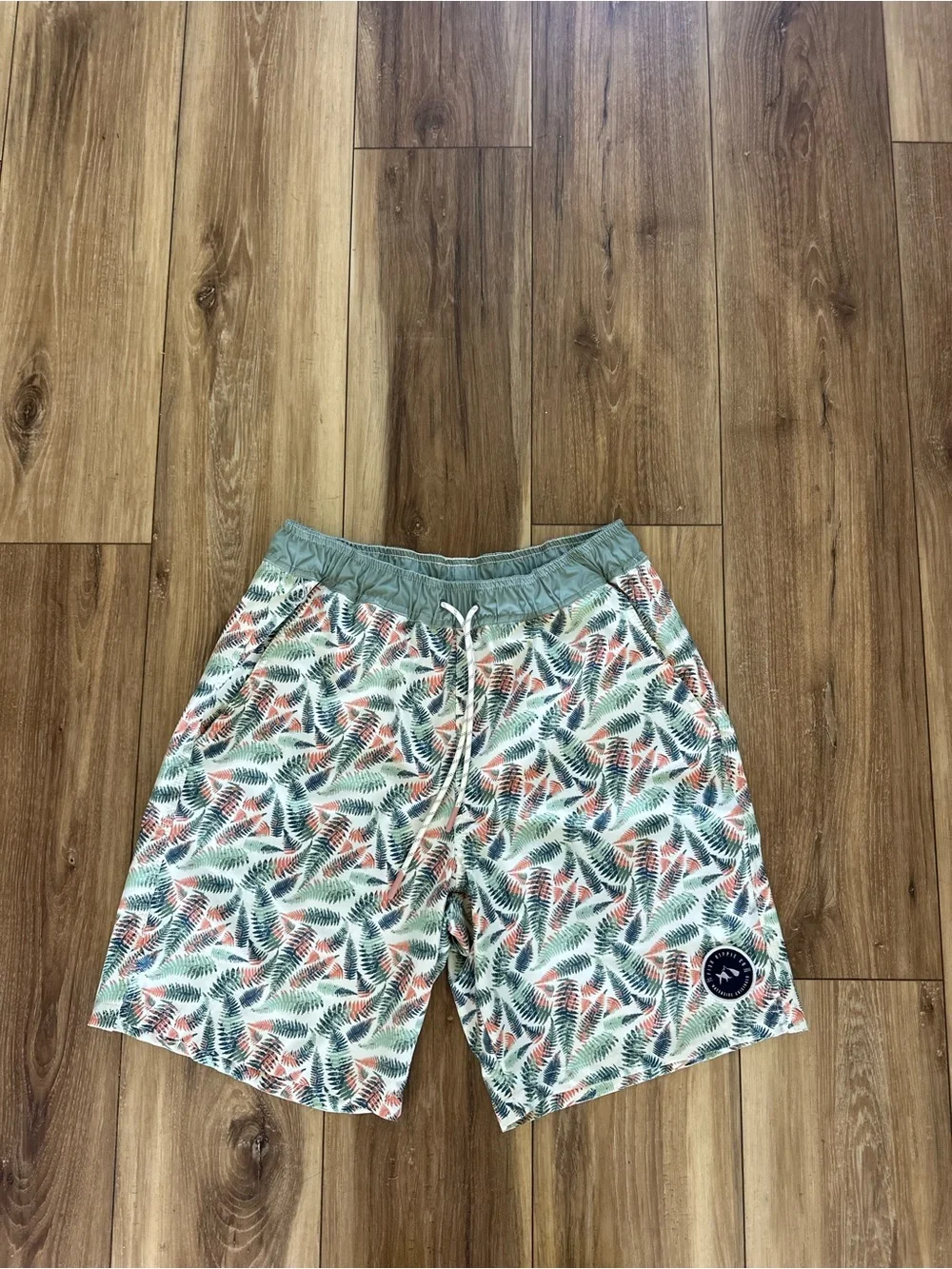 Fish Hippie Men's Green Tropical Print Swim Trunks Volley Short